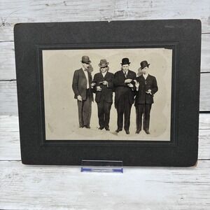 Vintage Photograph 4 Men Bowler Hats Cigars W. L. Hartrick Prescott AZ Mounted